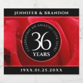 36エレガントバラ結婚記念日お祝い スパークリングワインラベル (シングルラベル)