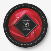 36エレガントバラ結婚記念日お祝い ペーパープレート (正面)