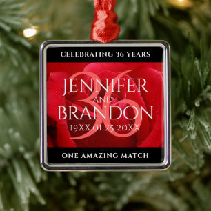 36エレガントバラ結婚記念日お祝い メタルオーナメント