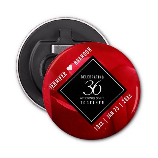 36エレガントバラ結婚記念日お祝い 栓抜き (正面)