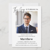 36エレガント歳の誕生日招待状メンズ写真 招待状 (正面)