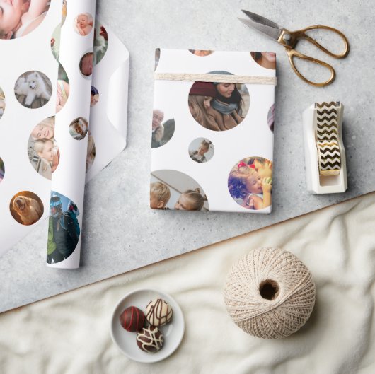 36パーソナライズされたフォトコラージュ ラッピングペーパー (クラフト)
