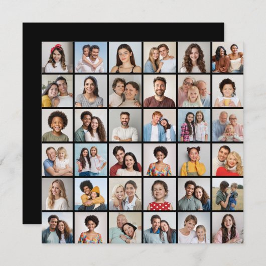 36フォトコラージュ編集可能カラーグリーティングカード (正面/裏面)