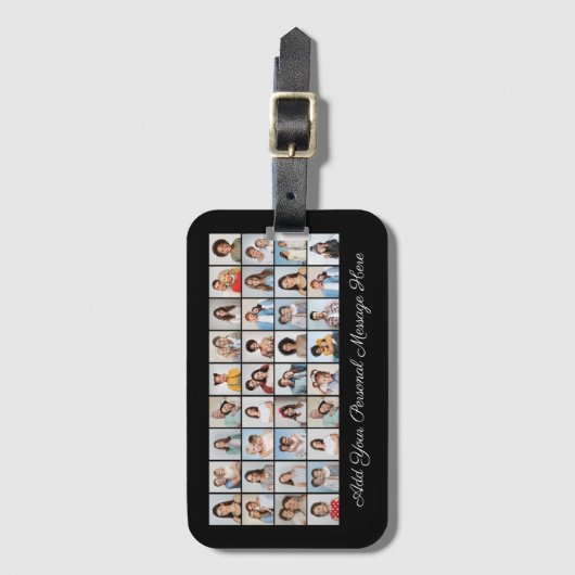 36フォトコラージュ自分の挨拶を追加 ラゲッジタグ (正面縦)