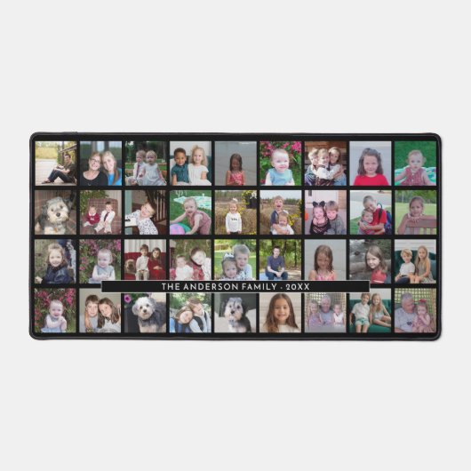 36フォトコラージュ – 4行9列 – 黒 デスクマット (正面)