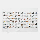 36匹のハト品種 キッチンタオル (横)