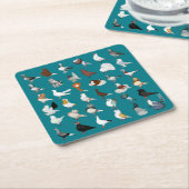 36匹のハト品種 スクエアペーパーコースター (アングル)