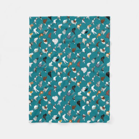 36匹のハト品種 フリースブランケット (正面)