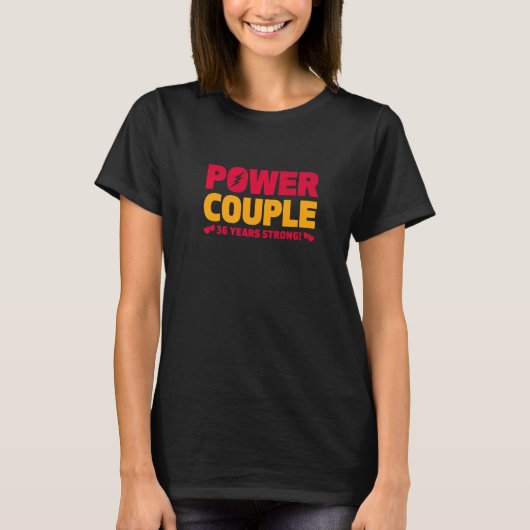 36年結婚したパワーカップル36周年記念ハス Tシャツ (正面)