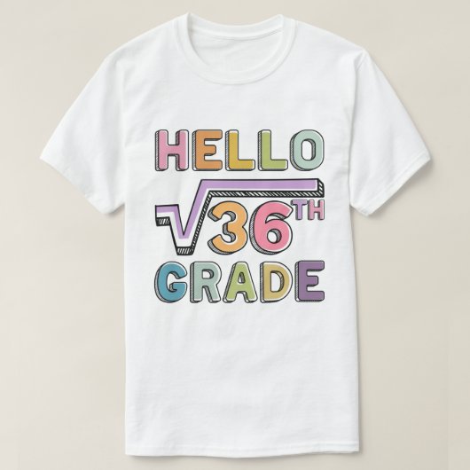 36数学の6おもしろい等級平方根 Tシャツ (デザイン正面)