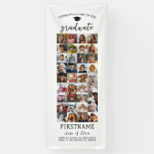 36枚の写真コラージュ 卒業式 現代的 ミニマル 白 横断幕 (縦)