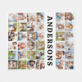 36枚パーソナライズされたコラージュかわいいトレンディーファミリー フリースブランケット (正面(横))