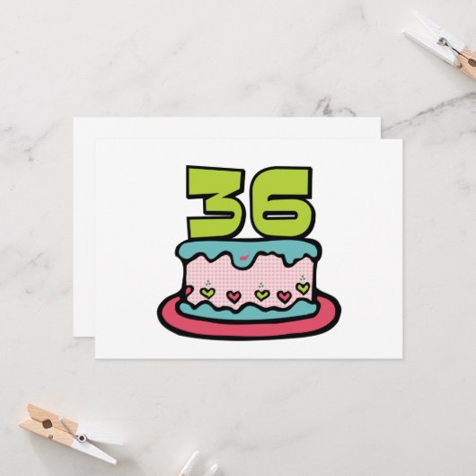 36歳のお誕生日ケーキ カード (正面/裏面インサイチュ)