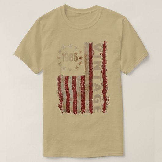 36歳のギフトヴィンテージ1986アメリカ国旗36日 Tシャツ (デザイン正面)