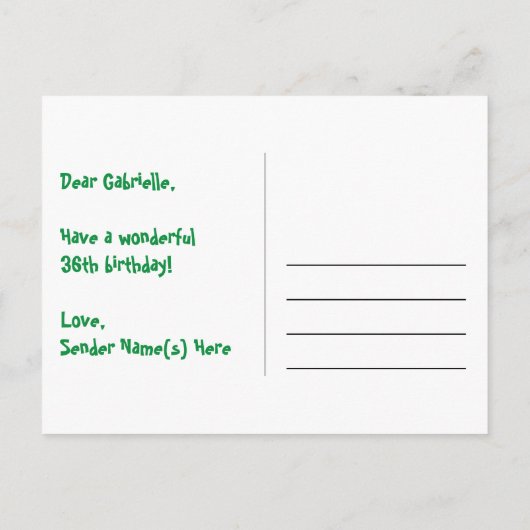 36歳の誕生日おめでとう:楽しいハート柄、虹36 ポストカード (裏面)