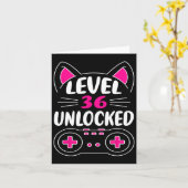 36歳の誕生日ガール 猫好き ビデオゲーム レベル36 U カード (黄色い花)