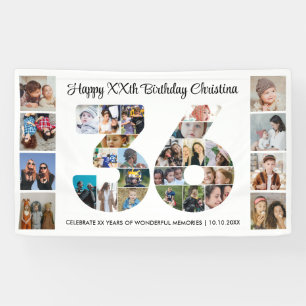 36歳の誕生日パーティーナンバー36フォトコラージュ 横断幕
