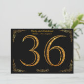 36歳の誕生日パーティー,ギャツビースタイル,ブラック金ゴールドグリッター 招待状 (スタンド正面)