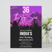 36歳の誕生日パーティー ピンクのネオン招待状 招待状 (スタンド正面)
