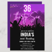 36歳の誕生日パーティー ピンクのネオン招待状 招待状 (正面/裏面)