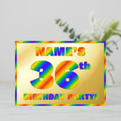 36歳の誕生日パーティー - 楽しい虹のスペクトル「36」 箔招待状 (立ち正面)