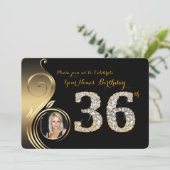 36歳の誕生日招待状、写真2、数字ダイヤモンド 招待状 (スタンド正面)