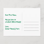 36歳の誕生日:ピンクのストライプとハート、レインボー36 ポストカード (裏面)