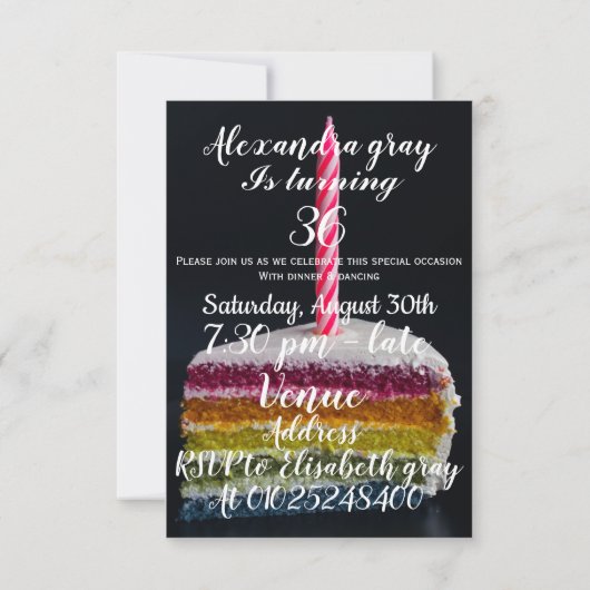 36歳の誕生日 招待状 (裏面)