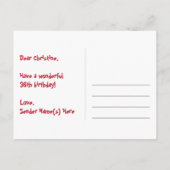 36歳の誕生日 – 楽しい花火模様 + レインボー36 ポストカード (裏面)