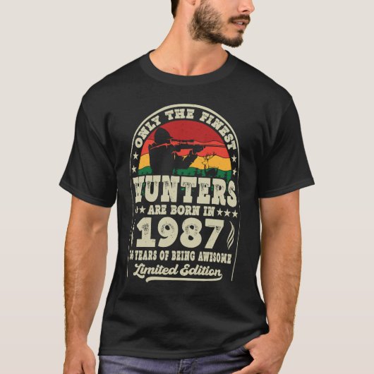 36歳の鹿狩りハンターヴィンテージ1987 36th tシャツ (正面)