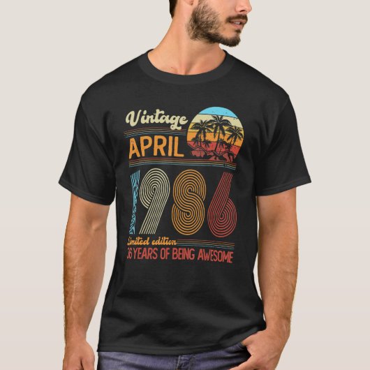 36歳ヴィンテージ1986年4月36日 Tシャツ (正面)