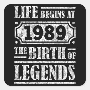 36歳1989年誕生伝説36誕生日 スクエアシール
