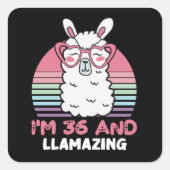 36歳Bday Llaming 36th誕生日Llama スクエアシール (正面)