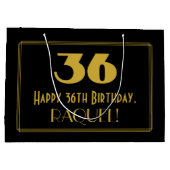 36番目の誕生日—インスパイアアールデコの「36」の外観と名前 ラージペーパーバッグ (裏面)