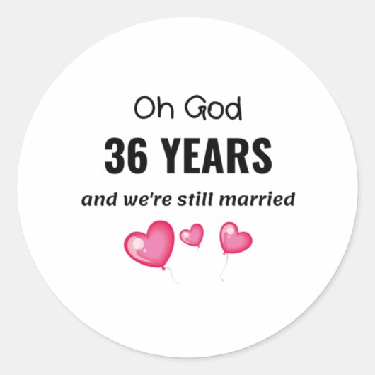 36結婚周年記念おもしろい贈り ラウンドシール (正面)