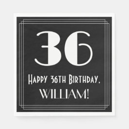 36誕生日インスパイア～アールデコルック"36"，名前 スタンダードランチョンナプキン