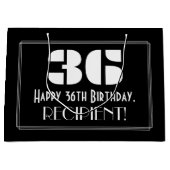 36誕生日インスパイア~アールデコルック"36" +名前 ラージペーパーバッグ (正面)
