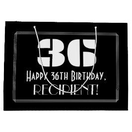 36誕生日インスパイア～アールデコルック"36" +名前 ラージペーパーバッグ