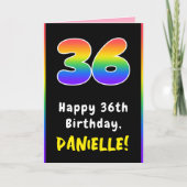36誕生日カラフル:レインボー# 36,名前をカスタムする カード (正面)