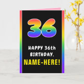 36誕生日カラフル:レインボー# 36,名前をカスタムする カード (黄色い花)