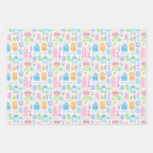 36誕生日パステルピンクケーキプレゼントバルーン ラッピングペーパーシート (正面)