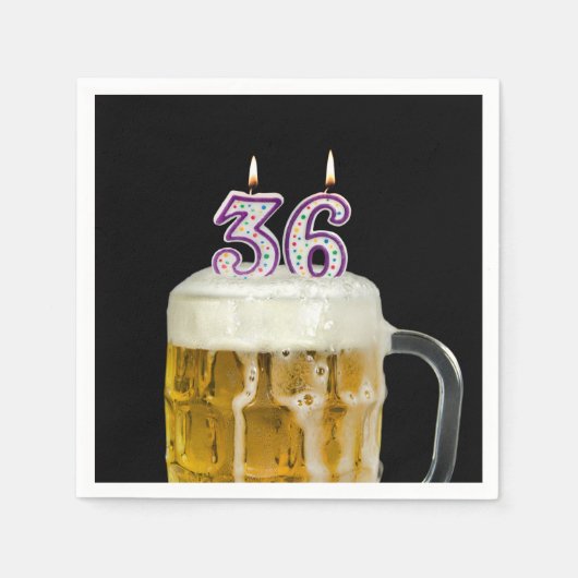 36誕生日ビールオンブラック スタンダードカクテルナプキン (正面)