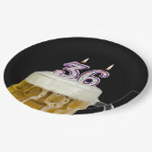 36誕生日ビールオンブラック ペーパープレート (アングル)