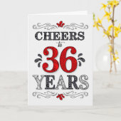 36誕生日応援の赤い白の黒いパターン カード (黄色い花)