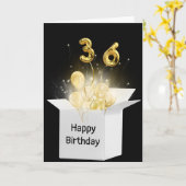 36誕生日風船（白） カード (黄色い花)