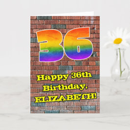 36誕生日:おもしろいグラフィティインスパイアレインボー36 カード