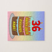 36誕生日:おもしろいケーキとキャンドル+名前をカスタムする ジグソーパズル (横)