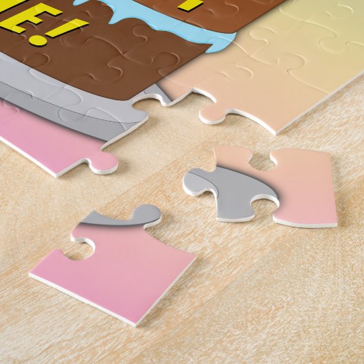 36誕生日:おもしろいケーキとキャンドル+名前をカスタムする ジグソーパズル (側面)