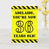 36誕生日:おもしろいステンシルスタイル文字、名前をカスタムする カード (黄色い花)