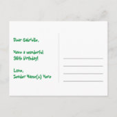 36誕生日:おもしろいハートパターン、レインボー36 ポストカード (裏面)